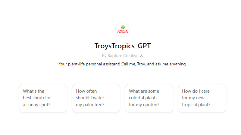 Troy's Tropics Personal Assistance